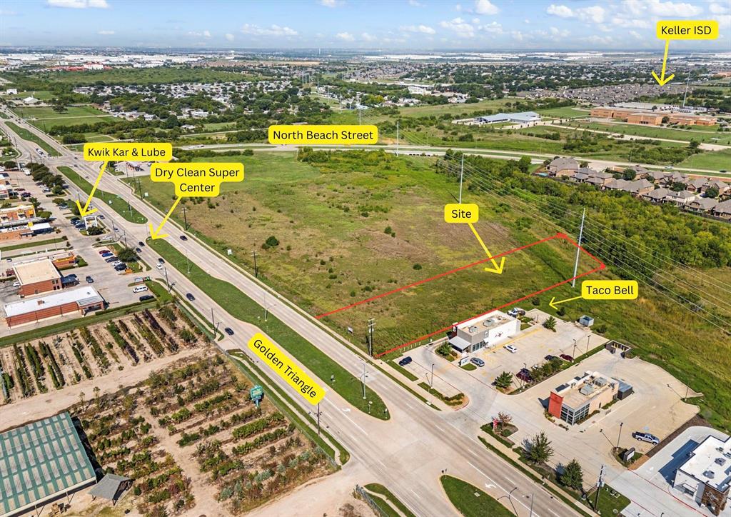 Prime Commercial Land Opportunity – Golden Triangle Blvd & North Beach Street
Position your business for maximum success with this exceptional commercial land parcel located on Golden Triangle Blvd, one of the busiest and most visible corridors in North Fort Worth. Situated at the high-traffic intersection of Golden Triangle Blvd and North Beach Street, this property offers unparalleled exposure and accessibility.
Surrounded by thriving national and local businesses, including Taco Bell, Dry Clean Super Store, Waffle House, Kwik Kar, Walgreens, and the Fort Worth Public Library, this site benefits from consistent daily traffic and built-in consumer draw. The steady flow of commuters and residents makes it the perfect location for a business seeking high visibility, easy access, and strong customer reach.

With excellent frontage, strong neighboring anchors, and nonstop traffic counts, this property represents a rare chance to secure a premier commercial spot in one of Fort Worth’s fastest-growing areas. Whether for retail, restaurant, service, or professional use, this site is tailor-made for a business ready to capitalize on growth, visibility, and convenience.