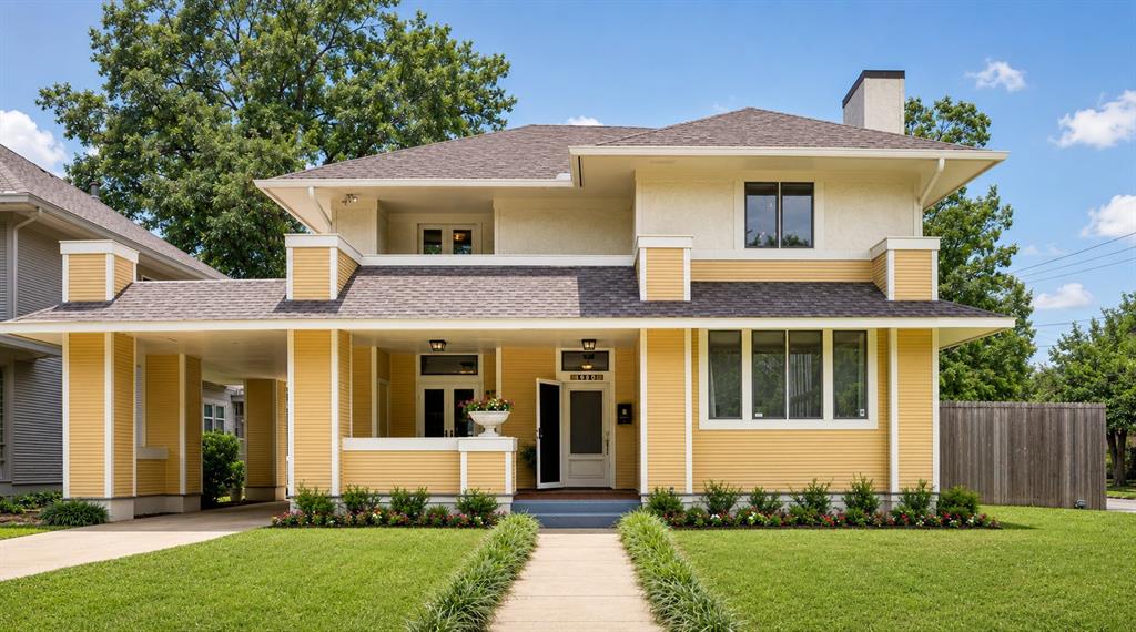 A pool just in time for summer! This stunning 1984 Prairie-style home in historic Munger Place seamlessly blends timeless architectural charm with modern updates and exceptional livability. Designed for both everyday living and entertaining, the home features three spacious living areas, a formal dining room, breakfast bar, and beautiful oak hardwood floors throughout.

Step outside to your own private oasis with a sparkling pool, two-car garage, porte-cochère, and a prime corner lot. Upstairs, the expansive primary suite is a true retreat, complete with a generous sitting area, a cozy fireplace, private balcony overlooking the pool, a large walk-in closet, and an ensuite bath featuring dual vanities. Two additional upstairs bedrooms are connected by a Jack-and-Jill bathroom, both offering oversized closets. One of the bedrooms also features its own private patio overlooking the beautiful, tree-lined streets of Munger Place.

Additional highlights include electronic blackout shades for ultimate privacy and comfort, three fireplaces (two gas and one wood-burning), roof replaced in 2023, and multiple indoor and outdoor spaces designed for both relaxing and entertaining. This is a rare opportunity to enjoy the character of a historic neighborhood with the comfort and amenities of a thoughtfully updated home, all while enjoying one of Munger Place's premier corner lots.