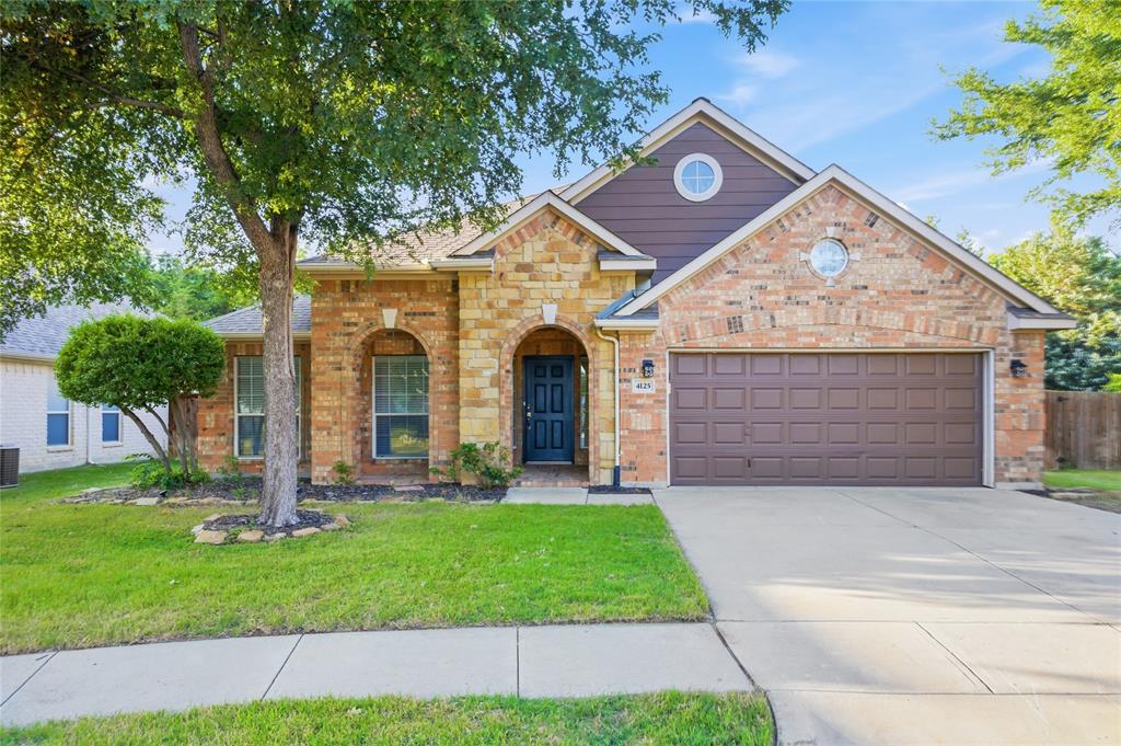 Elegant 3-bedroom, 2-bathroom home with a dedicated office, two living and dining areas, and a spacious yard. Located in Fort Worth's prestigious Crawford Farms neighborhood where residents enjoy resort-style amenities Crawford Farms HOA including a community pool Crawford Farms Swim Club, parks, a fishing lake, and scenic jogging paths. This highly sought-after community is perfect for active lifestyles. The private home office is enclosed by French doors, offering the perfect work-from-home sanctuary, while the formal dining room features beautiful chair railing. Both spaces are unified by stunning luxury vinyl plank flooring. Designed for both entertaining and everyday culinary pursuits, this chef’s kitchen boasts an open and airy layout. Highlights include a sprawling breakfast bar, seamless Corian Solid Surface countertops, a beautiful tile backsplash, and a generous walk-in pantry that provides abundant storage. The family room features a stunning cast stone fireplace that anchors the space, offering both comfortable warmth on chilly evenings and the perfect ambient glow for cozy movie nights. Unwind in your serene primary suite, complete with a spa-like en-suite bath. Enjoy the ease of dual vanities, a jetted tub, and a walk-in shower, all paired with a spacious walk-in closet. A versatile flex space nestled between the secondary bedrooms easily adapts to suit your lifestyle, whether you need a study area, a cozy reading nook, or a playroom. Convenient location close to schools, restaurants, shopping & entertainment.