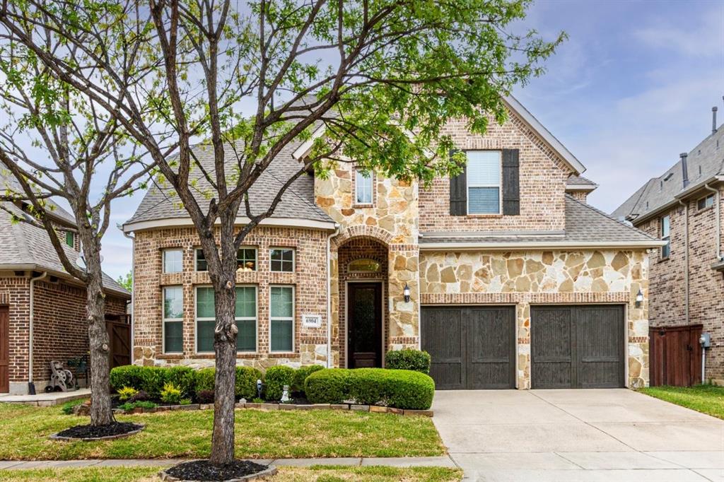 Experience refined living in this beautifully maintained home located in the sought-after Stone Hollow community. Walk inside, this open-concept design is filled with natural light, complemented by neutral tones and rich hardwood flooring that bring warmth and elegance throughout. A gas log fireplace anchors the living space, offering a cozy focal point during cooler months. The kitchen is both functional and inviting, featuring a walk-in pantry, gas range, oven, and a large island that serves as the heart of the home—perfect for cooking, gathering, or everyday living. The adjoining dining area is ideal for everything from casual meals to special occasions. Retreat to the spacious primary suite, complete with a walk-in closet, garden tub, separate walk-in shower and two separate vanities. The main level also includes a private office with French doors, a sizable laundry room and a convenient half bath for guests. Upstairs offers a versatile layout with a game room, dedicated media room, two additional bedrooms, and a full bath—providing plenty of space for relaxation and entertainment. From its thoughtful updates to its well-designed layout, this home delivers comfort, style, and functionality in one exceptional package.  The exterior has been thoughtfully refreshed with newly installed grass in both the front and backyard, enhanced landscaping, updated sprinkler system and a freshly stained fence, garage door, and front door—creating a stunning curb appeal and a move-in-ready first impression. Step into the backyard oasis, where a covered patio invites you to unwind or entertain with ease. The seamless flow between outdoor and indoor spaces makes hosting gatherings or enjoying quiet evenings effortless. This home is conveniently located just minutes from premier shopping, dining and easy access to highways. Zoned to top rated Frisco ISD schools. This home is move-in ready for its new owners. *Seller is offering $5,000 carpet allowance with full priced offer.*