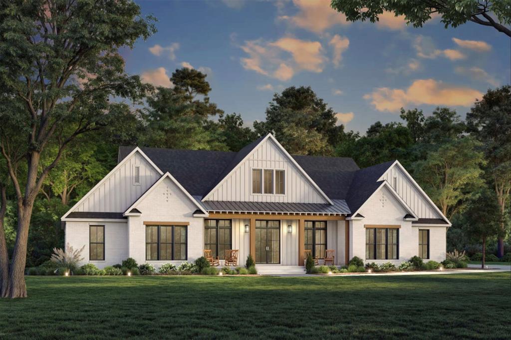 This proposed Wainwright plan spans 3354 sqft. Inside, the thoughtfully crafted layout features 4 spacious beds, 3 full baths, a convenient half bath, along with a dedicated office. A side-loading 3-car garage offers ample storage space. Step into the great room, a perfect gathering space where you can enjoy beautiful views of the rear porch. Culinary enthusiasts will delight in the well-appointed kitchen, which includes a large center island for casual dining, an expansive pantry for all your cooking needs, a wet bar just off the kitchen, & all the modern amenities. The owner’s suite serves as a luxurious retreat, featuring a vaulted ceiling & abundant natural light, along with a generous walk-in closet for all your wardrobe essentials. The ensuite bath boasting dual vanities & a spacious custom walk-in shower. Two additional bedrooms share a well-appointed hall bath with dual vanities and a tiled tub shower. 1 of 4 bedrooms includes an attached full-bath with a walk-in shower. The flex space can be used as an exercise space, game room, or guest lounge.  Take advantage of NO PAYMENTS while you build with Zeal Home Builders! Two additional bedrooms share a well-appointed hall bath equipped with dual sinks & a beautifully tiled tub shower. Outside, you’ll find expansive porches both front and back, solid cedar-stained columns. This plan is packed with high-end features, including a split bedroom design, custom cabinetry, Delta faucets, decorative mirrors, wall-mounted TV outlets, hardline ethernet ports, & energy-efficient spray foam insulation. Builder spared no expense on your 3-car garage fully finished with can lighting & smart MyQ side mount garage motor & auto-lock for extra safety. This home offers the perfect blend of modern living & rural tranquility. Best of all, with a wide range of options at your disposal, you can tailor it to suit your unique needs. Txt keyword ZHB47 to 88000 for Virtual Tour & builder details. Directions & lot map at www.zhb.homes
