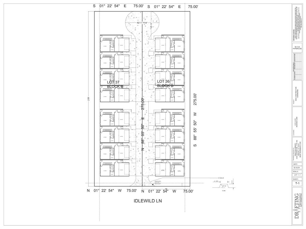 This lot is being sold together with 1434 Idlewild Ln. Both lots can be bought together by a developer to build town homes or mixed use apartment. The site plan shows the proposed layout for the community. The city has approved this lots for town homes, apartment, or mixed use residential. Survey is attached.