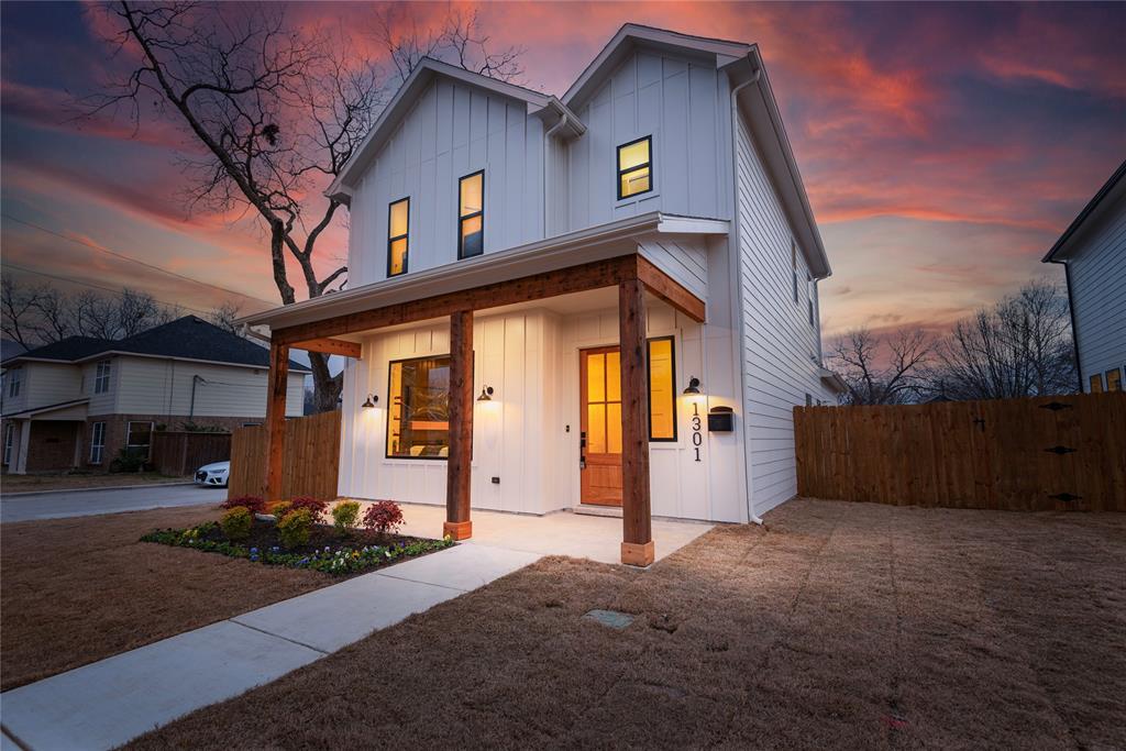 Welcome to this stunning new-build modern farmhouse in the heart of downtown McKinney. This thoughtfully designed 3 bedroom, 2.5 bath home features 10ft ceilings and 8ft doors throughout, creating a spacious and light-filled interior. The chef's kitchen offers custom cabinetry, premium Forno appliances, and elegant Taj Mahal quartz countertops, beautifully paired with nail-down white oak hardwood floors. The entire home including the attic and garage is fully insulated with spray foam for superior energy efficiency. The oversized garage features a 10ft ceiling and custom 8ft garage door. Along with a spacious garage there is an optional RV and XL vehicle parking. Custom black-frame windows add modern character, while an extra-large picture window in the living room fills the space with natural light. The cedar posts in the front porch enhances curb appeal. Minutes from McKinney's historic downtown square, this home delivers luxury finishes, quality construction, and an exceptional location.