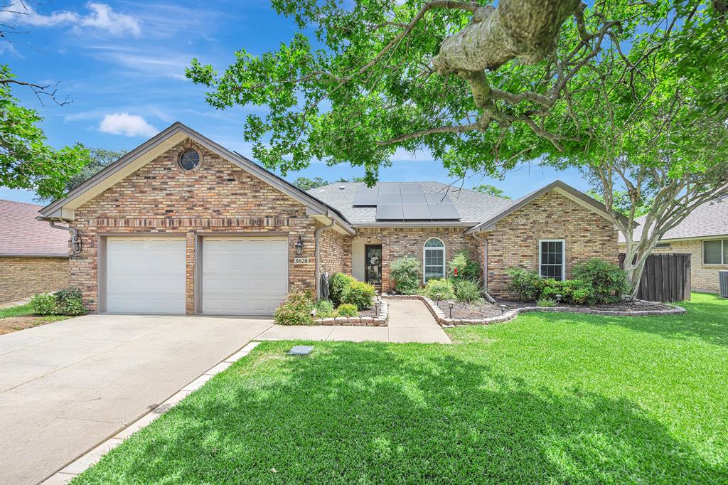 Welcome home to this beautifully updated one-story home nestled beneath mature shade trees in the heart of Bedford. The beautifully remodeled kitchen features a farmhouse sink, stainless steel appliances and abundant prep space. There is a spacious breakfast room that opens to a sunny, multi-functional family space. The large dining room and living room provide plenty of space for gathering friends and family. The primary suite includes a renovated bathroom with walk-in shower, soaking tub and updated fixtures, and the walk-in closet is customized with an Elfa closet system. There are two additional bedrooms, plus an updated secondary bath. Outside, you'll love the oversized, tree-shaded backyard complete with a custom pergola, extended patio, and plenty of room to relax, entertain, or garden. Additional features include solar panels for improved energy efficiency and stairs to the climate-controlled attic space accessed from the garage. Ideally located in the heart of the Mid-Cities, you'll enjoy quick access to Highways 121, 183, and 360, DFW Airport, Glade Parks,vand the *new* H-E-B grocery store. Enjoy Bedford's exceptional park system with nearby Generations Park at Boys Ranch, Bedford Boys Ranch Park, and the Bedford Trails, offering miles of walking and biking paths, playgrounds, athletic fields, and year-round community events.