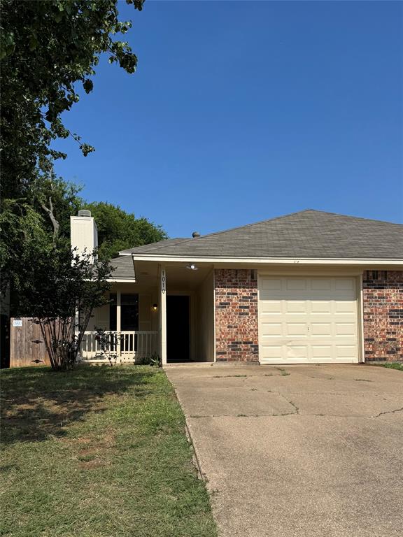 Nice townhome has two primary bedrooms, one down and one up each with its' own bath and walk in closet!! This property has been freshly painted inside and out and is move-in ready!  There are ceiling fans in both bedrooms and the living area. Kitchen counters, bathroom vanities and breakfast bars are updated with granite-type countertops.  The garage is also freshly updated and has a new Garage Door Opener.  Adjacent attached unit at 1008 Irene will be ready for purchase after tenant vacates and property is made ready for sale.