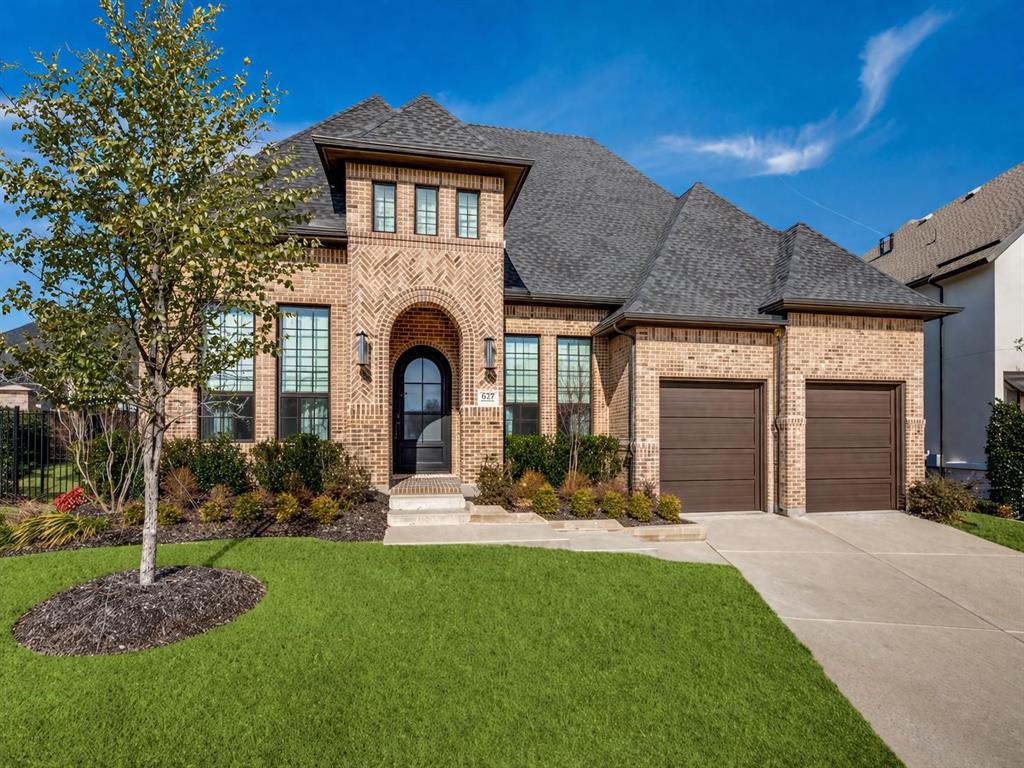 Single Story Home is a rare opportunity! Toll Brothers luxury located in gated Paradiso Valle within Stonebridge Ranch. This home offers the feel of new construction without the wait. Wide one fourth acre lot is strategically situated well beyond the greenway. Solid iron door and double foyer entry lead seamlessly to an open concept indoor-outdoor layout.  The triple sliding glass door blends office, family, kitchen, and dining spaces with a private covered patio with motorized solar screen and an expansive travertine marble resort style backyard featuring pool spa, stone retaining walls, and built in grill. Gourmet kitchen boasts KitchenAid commercial stainless steel 6 Burner range top, vent hood canopy, built in oven, microwave, and dishwasher. 3cm quartz countertops, matching backsplash and extra large waterfall island, walk in pantry, and utility room. Every detail has been thoughtfully curated, from extensive landscaping, custom blackout window treatments, to stunning light fixtures, designer hardware and mirrors, and wood beam accents. Primary bedroom features a spa inspired ensuite bath with oversized frameless glass walk-in-shower, dual vanities, soaking tub, and a large walk-in closet. Additional spacious 12ft ceiling secondary bedroom suites. 3 car garage. This exceptional home blends luxury, comfort, and modern convenience in one of McKinney's most sought-after communities. Showings start Sunday.
