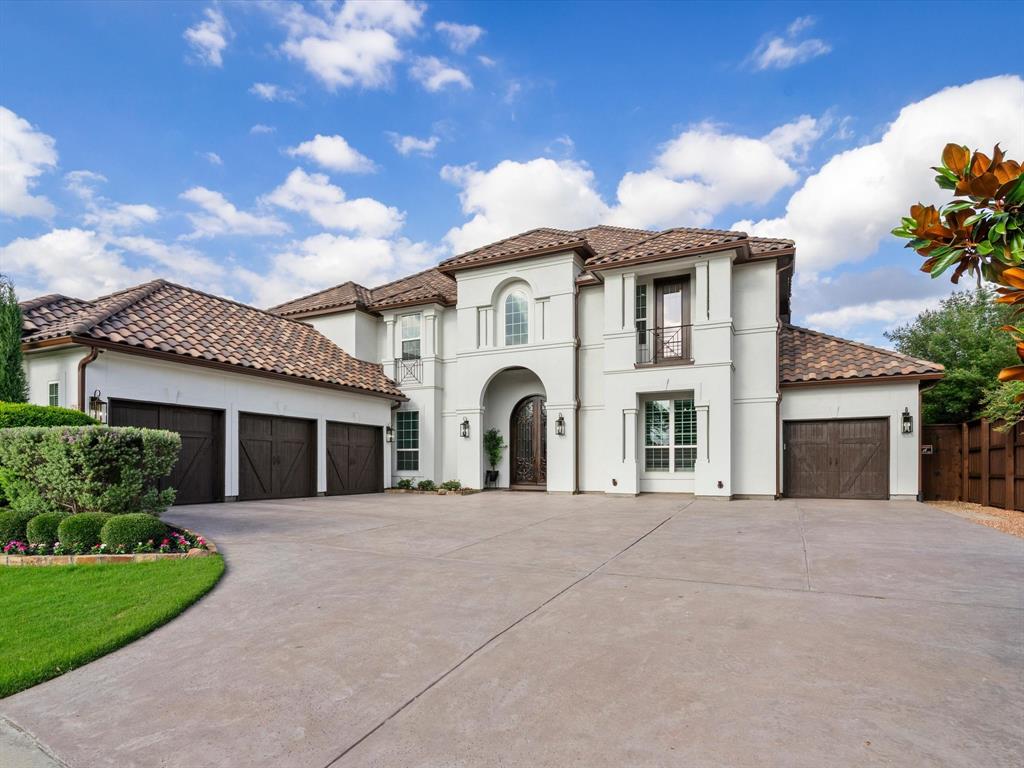 Tucked behind the gates of Frisco’s prestigious Latera community, this extraordinary estate offers privacy, luxury, and resort-style living on a secluded cul-de-sac lot bordered by a peaceful creek. A grand staircase, soaring ceilings, abundant natural light, and elegant architectural details create an unforgettable first impression. The thoughtfully designed floor plan features 6 bedrooms, 6 full baths, a half bath, a private executive office, a formal dining room, and a wine room with custom storage and a locking gate. The spacious primary suite overlooks the backyard oasis and offers a spa-inspired bath with dual vanities, oversized closets, and a stunning, oversized walk-in shower. A dedicated au pair or mother-in-law suite provides flexibility for guests or multigenerational living. Designed for entertaining, the home includes a fully equipped media room, oversized game room with pool table and shuffleboard, extensive storage throughout, a large laundry room with folding island, and an oversized 4-car garage complete with Tesla charging station. Step outside to your own private resort. The spectacular backyard features a breathtaking pool with a rock grotto waterfall, dual tanning ledges, in-pool umbrella seating, and swim-up style bar seating overlooking the outdoor kitchen. The massive KOOMBAYA firepit creates the perfect gathering space for memorable evenings with family and friends. Additional outdoor amenities include heaters for year-round enjoyment, a mosquito misting system, and beautifully designed entertaining spaces. A whole-house water filtration system adds comfort and convenience. Don't forget the 4-car garage! Located just minutes from the renowned PGA Frisco destination, residents enjoy world-class golf, luxury shopping, exceptional dining, and entertainment. This remarkable property combines luxury, privacy, and convenience in one unforgettable setting.  More than a home, it's a private retreat designed for everyday resort-style living.