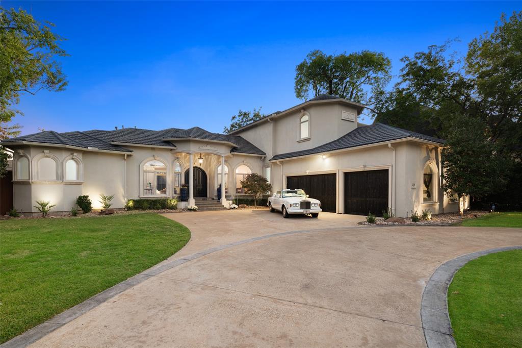Extraordinary Custom Mediterranean Home located in the heart of Preston Hollow. Circular drive and motor court with timeless garden fountain welcomes you to the estate. The interior design is perfect for living and grand entertaining. The entrance, formal living, dining and study enjoy views to the pool, spa and water feature. The gourmet kitchen, glass surrounded breakfast area and family room connect seamlessly with direct access to the dramatic first floor home theatre. The oversized owners suite features two separate bathrooms and closets. Upstairs includes three additional bedrooms, a massive game room and an extremely unique flex space. Welcome home!