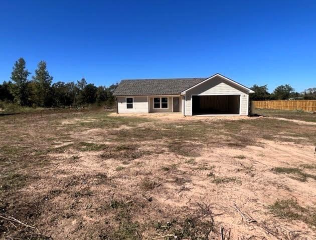 This brand-new construction home is situated on .8 of an acres with no restrictions! The open floorplan has vinyl plank flooring throughout and recessed lighting. The split primary suite is complete with crown Moulding and walk-in closet. The bathroom offers an oversized tile walk-in shower, double sinks, granite, and linen cabinet. Both guest bedrooms have ceiling fans and are wired for cable. The guest bathroom has a tub-shower combo, granite countertop, recessed lighting, and linen closet. The open kitchen is beautifully designed with granite countertops and island, a complete stainless steel appliance package, custom cabinets, tile backsplash, and rear access to the back patio that is perfect for entertaining. Separate utility room for full size washer and dryer with utility cabinet and countertop for folding the never-ending laundry! Located 45 mins from Tyler, 15 to Athens, and 30 mins to Palestine!