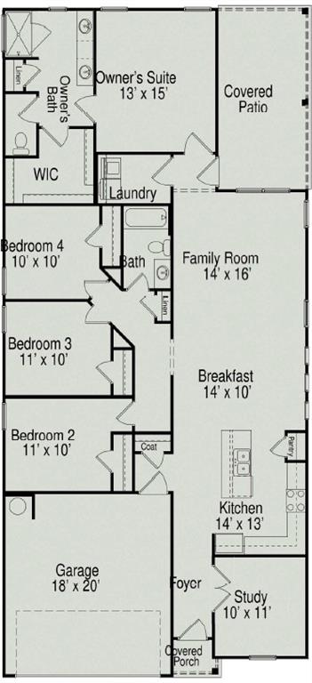 MLS# 21309710 - Built by Smith Douglas Homes - Sep 2026 completion! ~ The Oakshire II is a best-selling, one-story home offering four bedrooms, two full bathrooms, and a large covered rear patio. A quaint covered front porch welcomes you into the home with a formal living room on the opposite side of the garage that can be optioned into a home office,study. The open-concept kitchen, breakfast, and family room area lends itself to a ton of natural light and a cohesive main gathering area. The primary suite is situated at the back of the home for maximum privacy, and a private hallway off the kitchen leads into the three secondary bedrooms and a full bathroom.