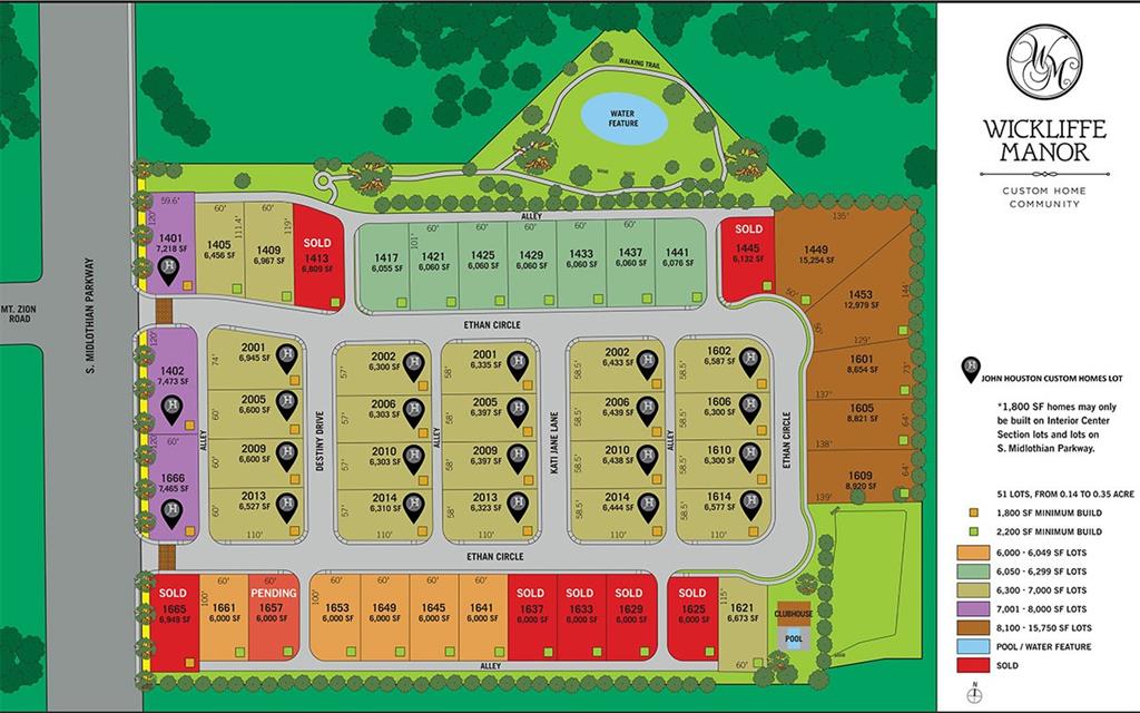 Discover the opportunity to build your dream home in the exclusive community of Wickliffe Manor in the heart of Midlothian, Texas. This premium homesite is one of three available (1417 and 1425 also).  
It offers the perfect blend of luxury, convenience, and low-maintenance living in one of Ellis County’s most desirable neighborhoods. Surrounded by beautifully crafted homes and thoughtfully designed green spaces, this lot provides access to resort-style amenities including a modern clubhouse, sparkling community pool, scenic walking and hiking trails, fountains, firepit gathering areas, and peaceful parks throughout the neighborhood.

Ideally located near top-rated Midlothian ISD schools, shopping, dining, and major highways including Hwy 287 and Hwy 67, Wickliffe Manor offers easy commuting while maintaining a private, upscale atmosphere. Streets, sidewalks, city utilities, and curbs are already installed, making this lot ready for your custom vision. Whether you’re planning a stylish modern retreat or a timeless traditional home, this homesite delivers the lifestyle, location, and community you’ve been searching for.

Opportunities in Wickliffe Manor are limited as only a few lots remain —don’t miss your chance to become part of this highly sought-after neighborhood where luxury living meets everyday convenience.