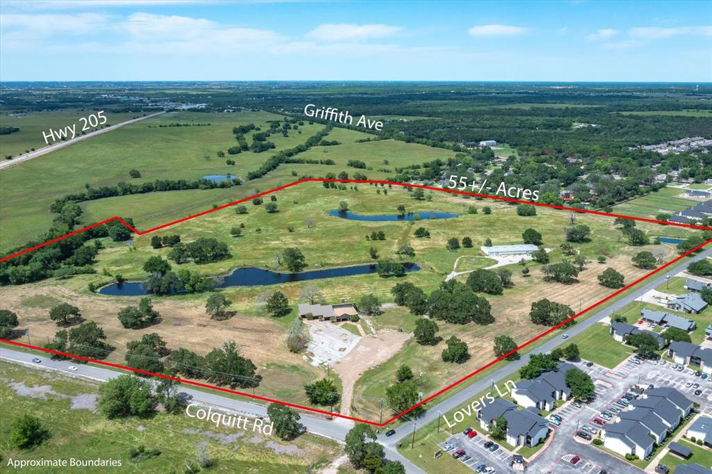 Calling all Developers, Investors, and Landowners. 55 +- acres centrally located near Hwy 205 to Hwy 80 & Interstate 20 with shopping, restaurants, and a movie theater at the new Crossroads retail center in Terrell. Wal-Mart & Brookshires are less than 2 miles away. Interstate 30 in Rockwall is about 15 +- miles north on Hwy 205 with all kinds of additional shopping, restaurants, and activities for the family. Property has multiple ponds, a large barn, and a clubhouse.