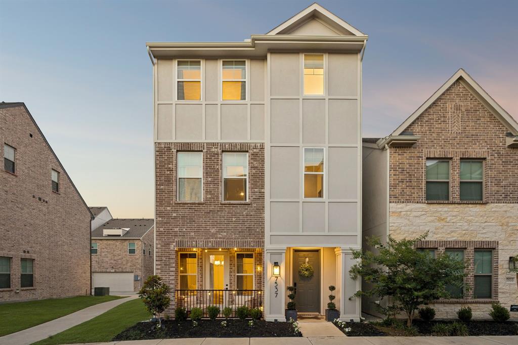 Modern three-story contemporary home offering 4 bedrooms, 4 bathrooms, designer fixtures throughout, and a functional open-concept layout. The first floor features a private bedroom suite, ideal for guests, office space, or multigenerational living. The second level showcases a bright living, dining, and kitchen area with modern appliances, spacious pantry, large windows, and a sleek fireplace that anchors the main living space. Upstairs, the third level includes the remaining bedrooms, including a spacious primary suite with a spa-inspired bath, walk-in shower, and a generous walk in closet. Situated on a desirable corner lot with no immediate neighbor to the left, this home offers added privacy and a comfortable front porch perfect for relaxing outdoors. Conveniently located just 10 minutes from Downtown Dallas, this property combines modern design, thoughtful finishes, and urban accessibility.
