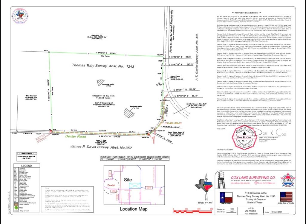 Investment property with over 3,500 feet of paved county and FM road frontage.  Easily divisible into smaller tracts. Covered in highly improved Coastal grass, excellent fencing, great building spots, rolling topography that overlooks two large neighboring ranches. Across the road from Rock Creek Resort and on clear days a hilltop view of Oklahoma.  Grayson County's finest land is found in this area.  Close enough to town but offers a rural setting.