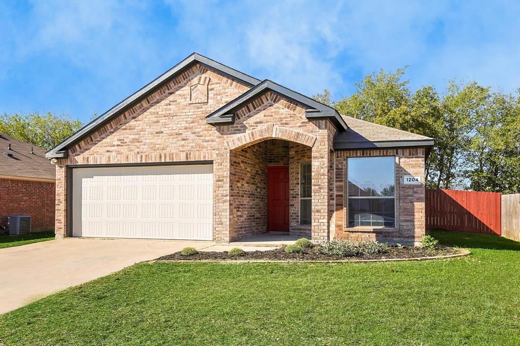 Come see this three-bedroom, two-bathroom haven with a two-car garage. This move-in ready home offers great curb appeal and features a nice covered front porch. Upon entering, you'll be greeted by an inviting living space that seamlessly flows within an open-concept design with blinds on all the windows. The dining room is next to the kitchen where you'll discover new updates such as a new sink, fixtures, and granite countertops on the island and countertops. The walk-in pantry offers a dedicated space for your full-size washer and dryer. The primary bedroom features new carpeting, a walk-in closet, an ensuite bath with a private toilet room. Both bathrooms include new granite and fixtures. The secondary bedrooms are split for the utmost privacy and also includes new carpet. Step outside to the backyard that is spacious and offers fresh, new sod. Easy access to I-35 and approximately 17-minutes from both UNT and TWU. The refrigerator will remain.