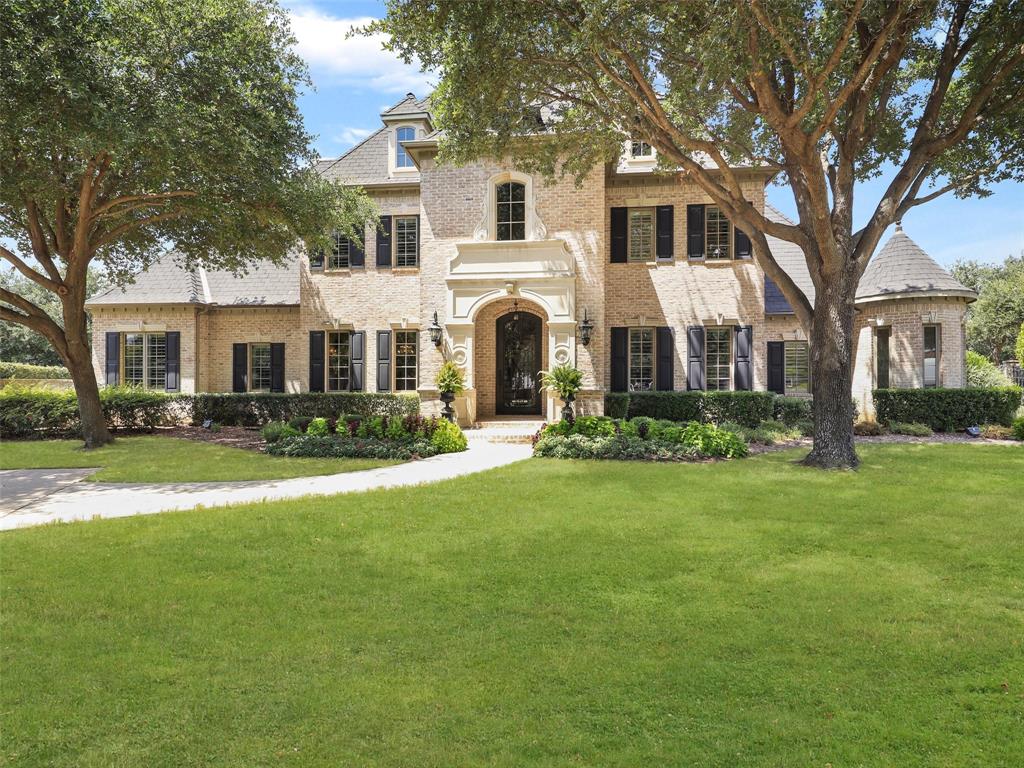 Welcome home to this gorgeous, custom transitional home with traditional charm in the exclusive, gated Adams Lane subdivision. Situated on a generous 1+acre lot with mature trees at the end of a quiet cul-de-sac, this home delights with a perfect floor plan, bubbling pool and spa & tons of grass area for family play. Enter the impressive Entry to find stunning Formals leading to a spacious Family-Kitchen-Breakfast area, all with picture perfect backyard views. The Chef's kitchen is updated with modern black & white finishes, prof grade appliances & huge island.  Generous Master retreat boats a fireplace, sitting area, spa bath + generous closet. Private Guest suite down. Upstairs are 3 private Bedrooms, Office w balcony overlooked the backyard, Game w bar + Media room. Step outside to an incredible indoor-outdoor oasis w Claffey diving pool & spa, outdoor living w grill, fireplace & serene landscape. Light & bright mom’s office, pet room. 3 car + sep oversized 2 car garage w 10' doors.