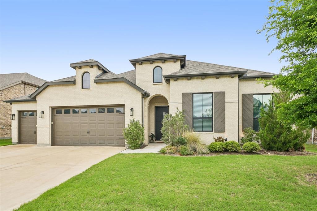 Click the Virtual Tour link to view the 3D walkthrough. Media room could easily make a FIFTH bedroom! Well-maintained and beautifully designed single-story home featuring a 3-car garage and a spacious open floor plan. The living, kitchen, and dining areas flow seamlessly together, highlighted by a cozy fireplace, large kitchen island, and ample countertop space—perfect for everyday living and entertaining. Enjoy flexible living with a bonus room ideal for a game room or bedroom, and a front room currently used as a home gym is also the perfect office space. The spacious primary suite offers a full bath with separate tub and shower, while the fenced backyard and covered patio provide the perfect space to relax or host gatherings—this is one you don’t want to miss! Discounted rate options and no lender fee future refinancing may be available for qualified buyers of this home.