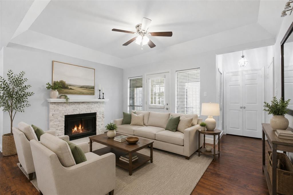 *FRESHLY NEW PAINTED CONDO*

Welcome to 3105 San Jacinto Street #108, a charming first-floor condo nestled in the sought-after Bryan Place community. This 1-bedroom, 1-bath residence offers an inviting open-concept layout with abundant natural light, a cozy fireplace, and a spacious living area perfect for relaxing or entertaining. The updated kitchen features modern appliances, ample cabinetry, and functional workspace, while the oversized bedroom includes
generous closet storage. Enjoy the rare bonus of two private patios, ideal for morning coffee, outdoor dining, or creating your own peaceful retreat. Additional conveniences include an in-unit washer and dryer, assigned covered parking, and access to the community pool. Ideally located just minutes from Downtown Dallas, the Arts District, Deep Ellum, Uptown, Baylor Medical Center, and countless dining and entertainment options, this home combines comfort, convenience, and an unbeatable location.