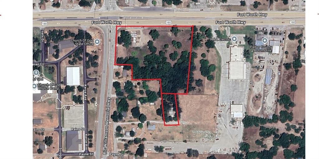 There are two lots that go along with this Sale with a total of 4.13 Acres.
First Location: 2302 Fort Worth Hwy, Weatherford, TX 76087: 3.74 Acres
Second Location: 133 Center point Road, Weatherford, TX 76087: .39 Acres

 3.5 miles east of Weatherford Courthouse. Property has two homes, a workshop...514.59 ft. of frontage on Ft Worth Hwy.3.74 acres
