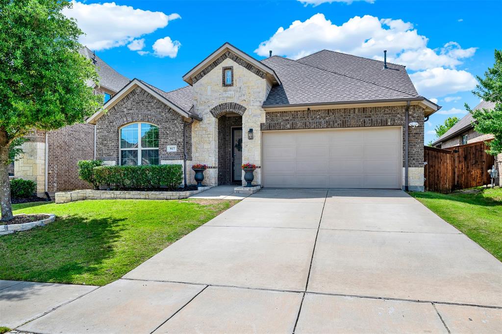 Located in the sought-after Trinity Falls community, this spacious home offers a thoughtfully designed layout . Great split floorplan features two secondary bedrooms and a shared full bathroom, providing separation and privacy from the primary suite located in the back of home . A versatile formal dining room with French doors can easily function as a home office or flex space. The open-concept kitchen is a standout, showcasing stainless steel appliances, a carrara marble backsplash, and a seamless flow into the living area and breakfast nook—ideal for both everyday living and entertaining. The primary suite is filled with natural light from oversized windows and includes an ensuite bath with dual sinks, a soaking tub, and a separate shower. Upstairs, a generously sized game room offers endless possibilities, whether you envision a media room, play area, or space for a pool table. Step outside to a covered patio equipped with built-in speakers, perfect for hosting gatherings. Additional features include a reverse osmosis system for added convenience. This home combines comfort, functionality, and style in a prime location—ready for its next owner to enjoy.