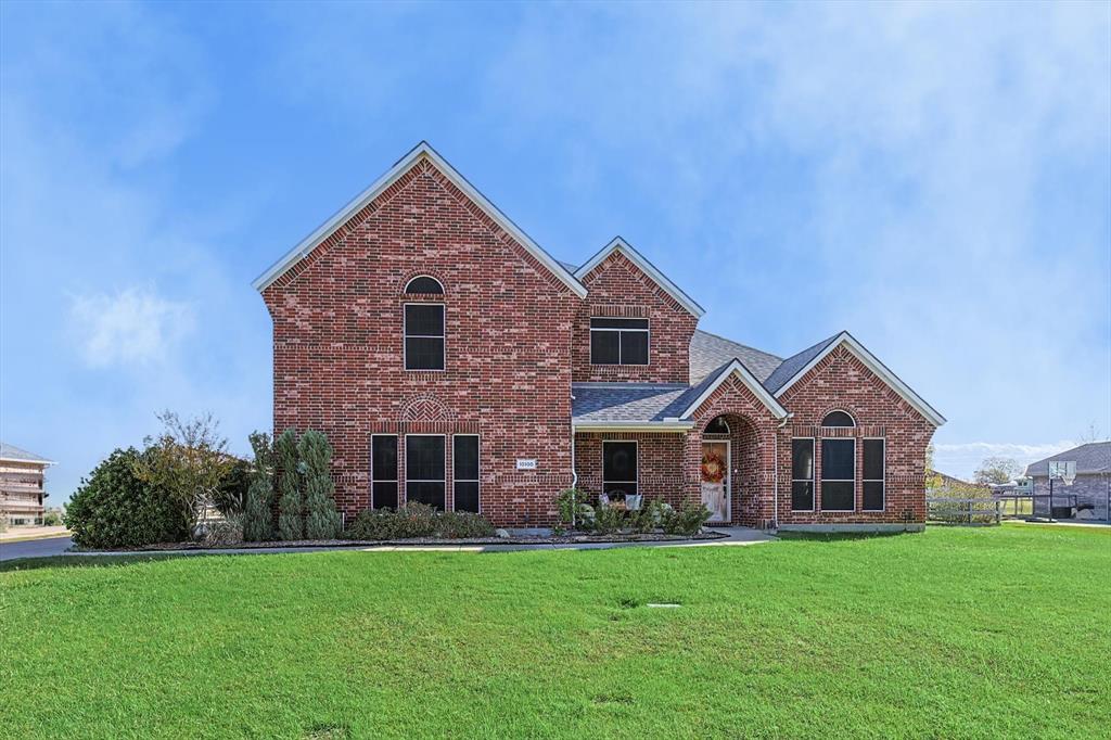 Wow is all I can say about this GORGEOUS home on 1 acre in Sanger TX! Features of this home: Master is downstairs with wood feature wall, ensuite bathroom that has dual vanities, relaxing garden tub and walk in closet*Beautiful kitchen with granite countertop and large island*2 dining rooms and 2 living rooms*half bath*Upstairs features 3 bedrooms and 2 baths*Media room with projector, screen, 3 media chairs and surround sound*Game room with two TV's, speakers, custom lightning, dry bar and refrigerator*Outside has a beautiful salt water pool, slide, tanning deck, swim up table and water features!!!!  Easy commute to 35. Great school district. Come see this PERFECT family home that is an entertainers dream.