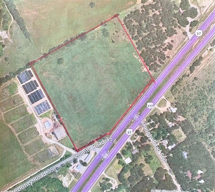Excellent development opportunity! 20 Acres on Hwy 377 Outstanding visibility, great access from Washington and Cr 351, Strong traffic patterns make it perfect for a retail or commercial development.  Zoning B2