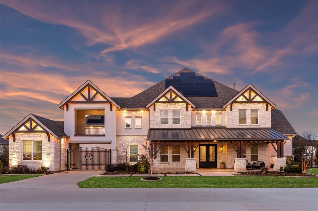 Perfectly situated on an oversized lot adorned w-lush fruit & nut trees & a sparkling pool. The grand entryway captivates w-its dramatic double staircase & soaring 20-foot ceilings, setting the stage for an unforgettable first impression. Designed for effortless entertaining, this home features an open-concept layout w-expansive glass multi-slide doors that seamlessly extend the living space to an oversized covered back porch w-a cabana & dog run. Custom oversized backyard entertainer's paradise includes a separate extended paver patio—ideal for large gatherings, birthday parties, dance floors & barbecues. This fully customized smart home is powered by Control4, offering automatic lighting, automatic blinds, and integrated audiovisual & media systems, all easily controlled from your smart device. Sound absorption panels throughout the home enhance acoustics for a superior living experience. Gourmet kitchen boasts top-of-the-line stainless steel appliances, a Sub-Zero refrigerator, and ample space for culinary creations. The luxurious primary suite offers a spa-like en-suite, while a private guest room is conveniently located on the main floor. Upstairs, three spacious bedrooms are complemented by a built-in desk area perfect for a kids' study space, a large game room—complete with a pool table and dartboard & a dedicated media room where you can enjoy family movie nights at home. The upgraded roof is designed for durability & energy efficiency, complemented by Tesla solar panels & three Powerwall batteries to ensure sustainable living. A water softener & whole-home water filtration system provide the highest quality water for your household. Garage is a standout, featuring Tesla chargers, epoxy floors, eco-friendly water systems, plus custom shelving for optimal organization. This exceptional home combines elegance, functionality & resort-style living, offering the perfect balance of luxury & convenience.