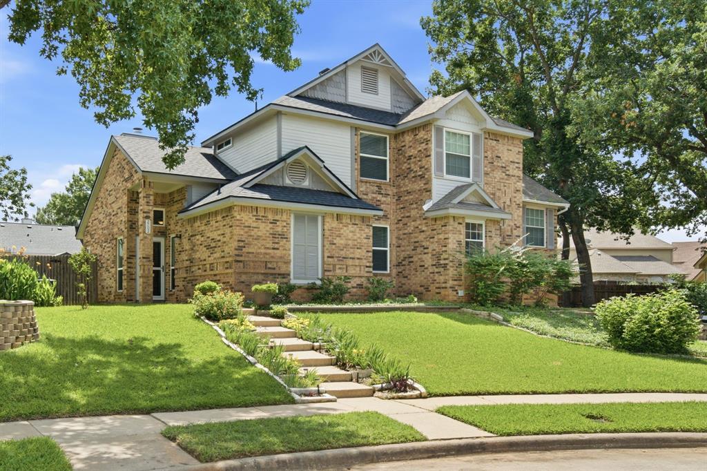 Beautifully Recently Remodeled, Move right into this beautifully updated 3 bedroom, 2 bath duplex featuring extensive recent renovations throughout. Updates include newer vinyl plank flooring, granite countertops, newer appliances, fully remodeled bathrooms, updated lighting and ceiling fans, and a new roof.  Located in the highly sought-after Grapevine-Colleyville ISD. Enjoy a convenient location close to shopping, dining, entertainment, and major highways, offering both comfort and accessibility. This updated duplex combines style, function, and an exceptional location. With tasteful colors and large rear entry gated access to carport and patio area. Two additional small out buildings for storage or workshop.  One of the buildings is on large casters and can be moved around on the carport easily, depending on usage. The fresh landscaping enhances the exterior, creating inviting curb appeal from the moment you arrive. Could be great investment property or wonderful home to the right person. This home is very short walk to Bob Eden and Trailwood Park. The only thing missing with this very well care for home is you.