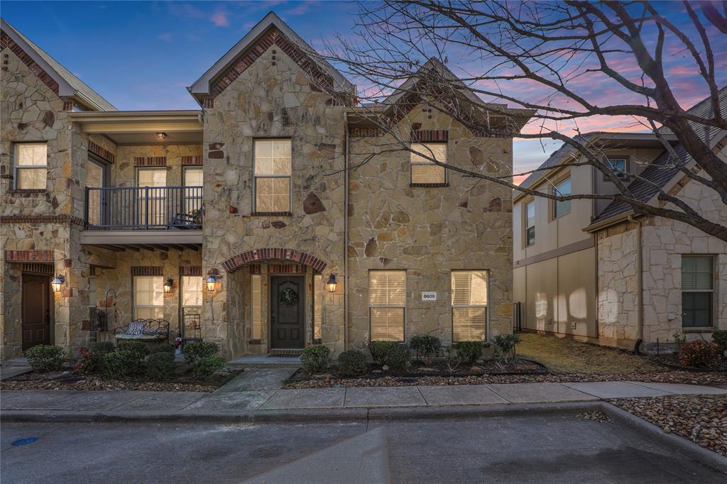 BACK ON THE MARKET DUE TO NO FAULT OF SELLER OR HOME!  Enjoy luxury and modern living in this low-maintenance, 3 bedroom, 3 bath updated townhome nestled in the sought after Hemmingway at Craig Ranch neighborhood! Inside, find a well-maintained home with hardwood-laminate-tile...NO CARPET! The large main living room features a beautiful cast stone gas fireplace, French door to a balcony patio, wall of windows, and is open to the dining area and kitchen. The kitchen includes granite countertops, 42 inch cabinets, pantry, and ample counter space. The light and bright primary bedroom has a private ensuite bath with garden tub, shower, and massive closet. Don't miss the bonus living space that could double as a game room with a French door leading to a private patio. Two oversized secondary bedrooms, full bathroom and laundry room with cabinets round out this perfect floor plan! Other updates include: Fresh paint on walls, ceiling, trim, doors and garage 01-26, New vanity in the half bath 01-26, all new chair height toilets 01-26, New AC & Heater 05-23, New water heater 05-25. Washer, dryer, refrigerator STAY with the home! Neighborhood HOA includes resort style pool, park, clubhouse and fitness center. Exterior maintenance is covered by HOA. Frisco ISD! Convenient access to dining, shopping, entertainment and 121 tollway!