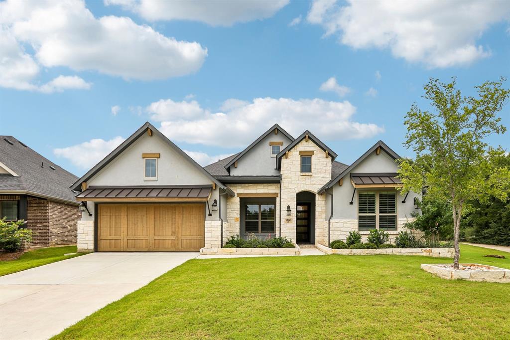 Welcome home to this IMMACULATE Coventry Homes masterpiece, completed in 2023 and perfectly positioned on a premium cul-de-sac lot in Lantana's sought-after Barrington addition. Backing and siding to greenbelt and the Lantana Community Trail, this exceptional single-story home offers privacy, scenic views, and an unbeatable location. With 4 bedrooms, 3.5 baths, and a 3-car tandem garage, the thoughtfully designed floor plan blends comfort and functionality. The front of the home features a private office, two secondary bedrooms, and a full bath. A separate guest suite with an ensuite bath and walk-in closet offers ideal accommodations for multi-generational living, long-term guests, or a private retreat. Engineered wood flooring, plantation shutters, decorative lighting, and a fresh neutral palette create a timeless, MOVE-IN-READY feel throughout. The formal dining room leads into the heart of the home, where a spacious, light-filled living area flows seamlessly into the kitchen and breakfast room. Walls of windows showcase peaceful backyard views and the surrounding green space. The private owner's retreat is tucked away at the rear of the home and features a cozy sitting area overlooking the backyard, along with a luxurious ensuite bath offering dual vanities, a soaking tub, separate shower, and generous walk-in closet. Step outside to enjoy the covered patio with a retractable screen and a pool-sized backyard with endless possibilities for entertaining, play, or creating your dream outdoor oasis. With greenbelt and trail views on two sides, you'll enjoy a rare sense of space and tranquility. Storage is abundant throughout, with generous closets, built-in shelving, and overhead garage racks. Residents enjoy Lantana's award-winning amenities, including golf, multiple pools, parks, playgrounds, fitness centers, walking trails, tennis and pickleball courts, and year-round community events.