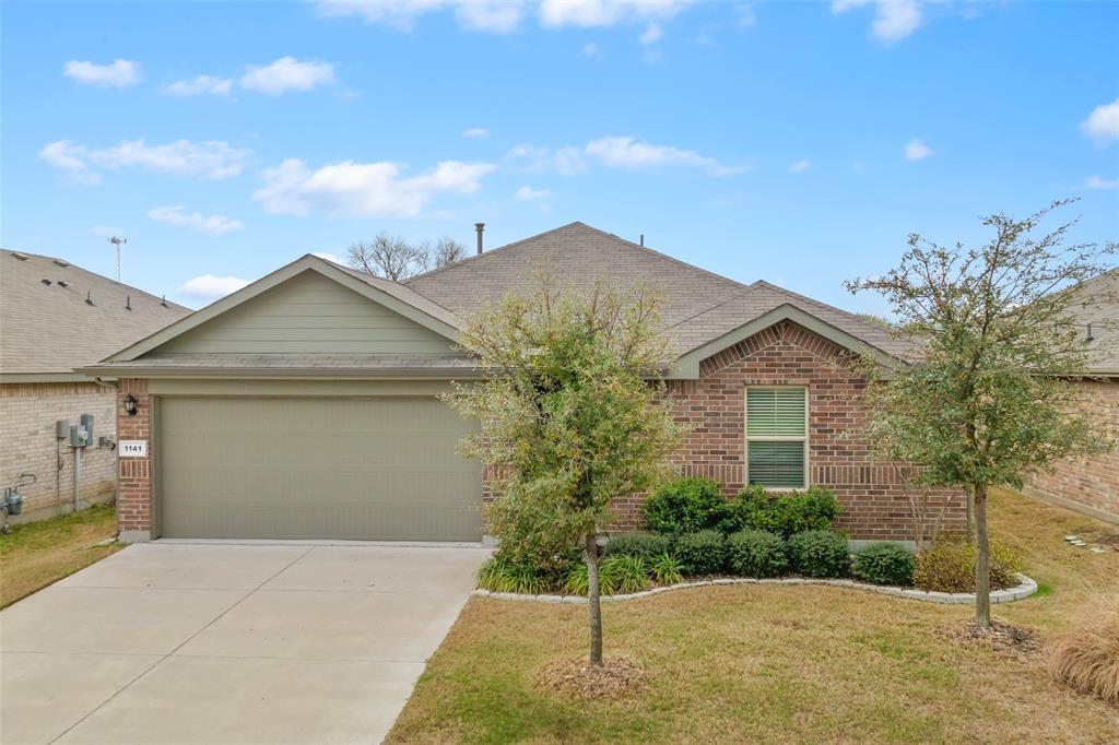 Built in 2021, this well maintained 3 bedroom, 2 bath home features the popular Bellvue floorplan with a functional split bedroom layout for added privacy. The open kitchen is designed for both everyday living and entertaining, offering a large island with breakfast bar, stainless steel appliances, gas range, and a spacious walk-in pantry. The eat-in kitchen provides easy access to the patio, perfect for indoor outdoor dining. The living room and bedrooms feature comfortable carpet, while ceramic tile flooring runs through the kitchen, bathrooms, and other main areas for easy maintenance. The primary suite includes an ensuite bathroom and a generous walk-in closet. Energy efficient features include radiant barrier, 16 SEER HVAC, gas tankless water heater, polyfoam seal, and a Wi-Fi thermostat. Residents enjoy access to the community pool and amenity center, with a convenient location near 114 and I-35 and the shopping, dining, and entertainment options at Alliance Town Center.