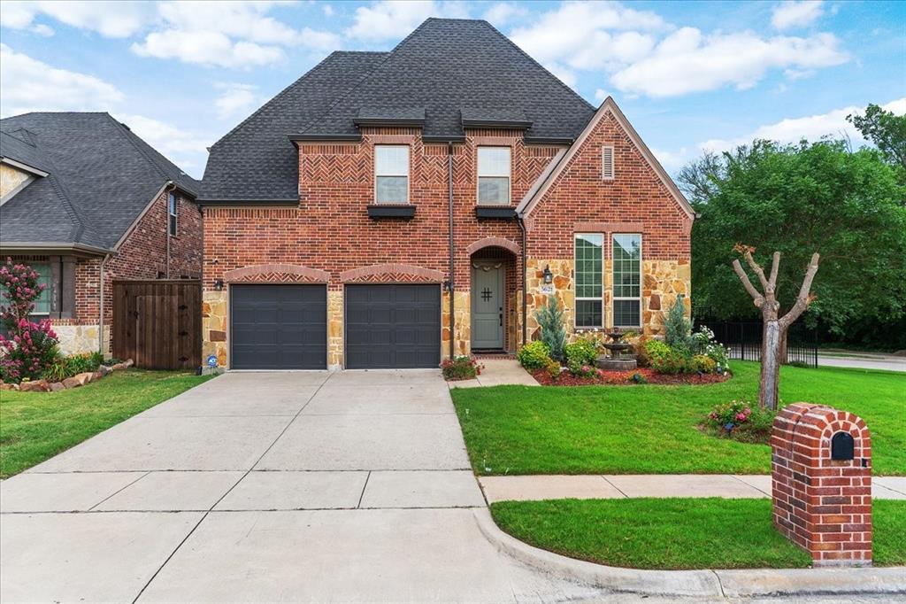 Stunning Highland Homes built 5-bedroom, 4-bathroom home on a premium north-facing corner lot in highly acclaimed Prosper ISD, featuring beautiful greenbelt views. Loaded with upgrades, this thoughtfully designed home showcases European white oak flooring throughout, a remodeled staircase with custom iron balusters, and an open-concept layout centered around a striking stone fireplace.
The upgraded kitchen offers a large island, gas cooktop, and abundant countertop space, while the spacious primary suite includes a sitting area and a custom solid wood sliding door leading to the luxurious primary bath.

Enjoy your private backyard oasis with a sparkling pool and spa, covered outdoor living area, and expansive side yard. Combining premium finishes, exceptional outdoor living, and a prime location, this home is truly move-in ready.