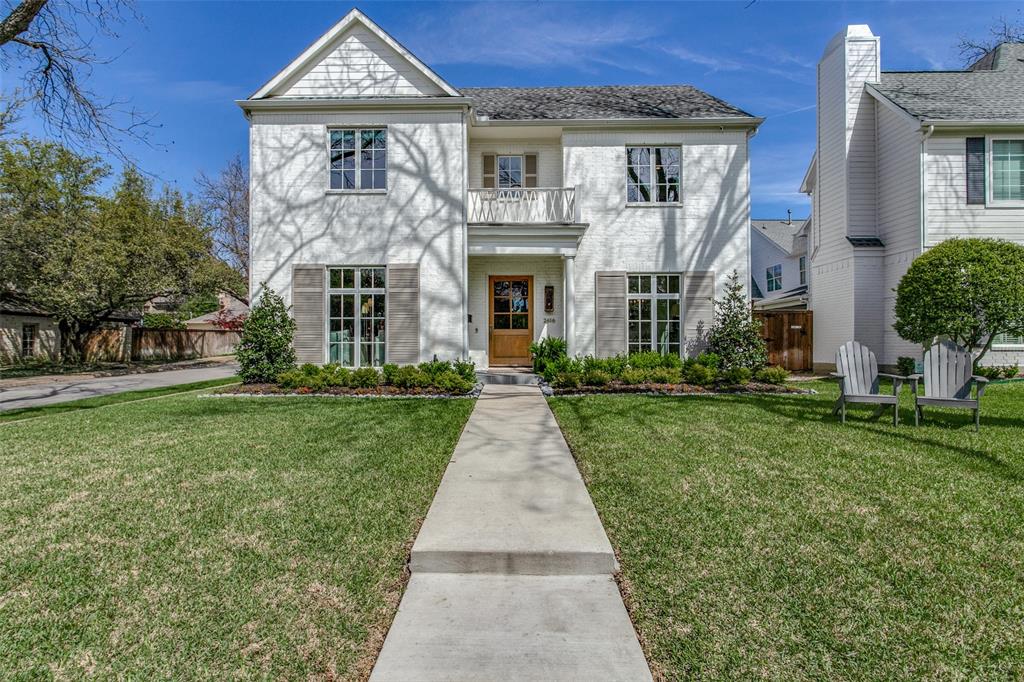 Gorgeous transitional single-family residence in University Park built in 2022.  Entertain in style in the sophisticated dining room featuring wainscoting and overlooking a beautiful park across the street, or retreat to the dedicated study adorned with built-ins for a quiet workspace. A guest suite offers privacy and comfort, while the kitchen, complete with Wolf and Subzero appliances, ensures seamless functionality any chef would adore. The kitchen opens into the breakfast nook and family room, where a large wall of sliding glass doors with views of the turf backyard. The second floor includes 4 bedrooms, including the primary suite with a spa-like bath and ensuite baths for each secondary bedroom. Additional amenities include utility room for ease of living, a game room with vaulted ceilings for leisure activities, and a bonus desk area ideal for productivity. Situated on a corner lot and on a cul-de-sac and overlooks Humann Park, this home offers design excellence and privacy.