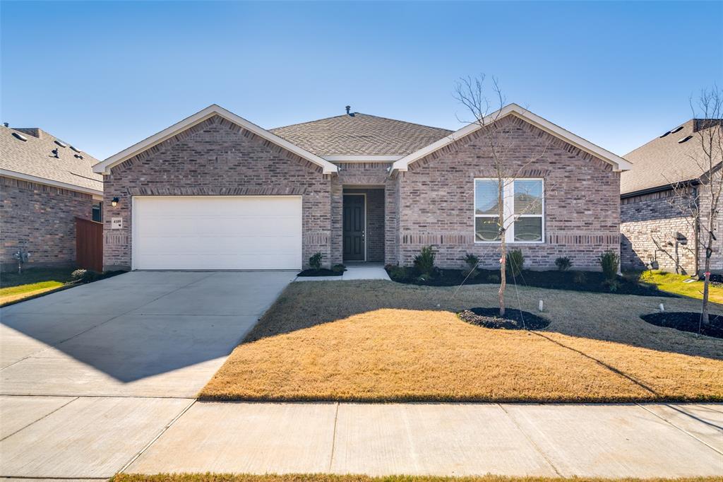 Indulge in the convenience of single-story living in this home featuring a seamless open concept kitchen and living room, along with a private den. The gourmet kitchen boasts granite countertops, stainless steel appliances, and a gas range stove. The primary bath offers raised cabinets, an extended vanity, and a fiberglass tub with a tile surround. Step outside to enjoy the extended patio and a fully equipped automatic sprinkler system. Additional features include a 2-car garage, upgraded 42” cabinets, a SmartKey entry door, and a smart thermostat for modern comfort. Ask sales counselor about closing cost and rate buy down opportunities.