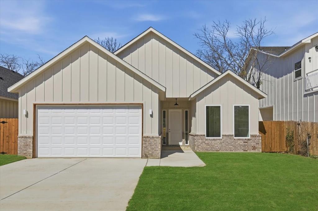 Seller will contribute $5,000 to closing cost. New build completing in 2026 featuring modern design and high-end finishes throughout. This home offers 10-foot ceilings, 8-foot interior doors, and oversized 6-foot windows that create a bright, open feel. The large back patio is perfect for entertaining and features an expansive glass slider door for seamless indoor-outdoor living.  The kitchen is designed for both style and function with quartz countertops, a large island accommodating three bar stools, and a walk-in pantry with a pocket door. All countertops throughout the home are quartz. The spacious primary suite includes double vanities, a large walk-in shower, and an oversized walk-in closet reinforced for added protection during severe weather. Additional highlights include a large laundry room with eye-catching checkered pattern flooring. The garage offers a dedicated closet for lawn equipment or tools, along with a conveniently located main water shutoff. Ideally located just minutes from TCU, Texas Wesleyan University, and downtown Fort Worth, this home combines quality new construction with an unbeatable location.