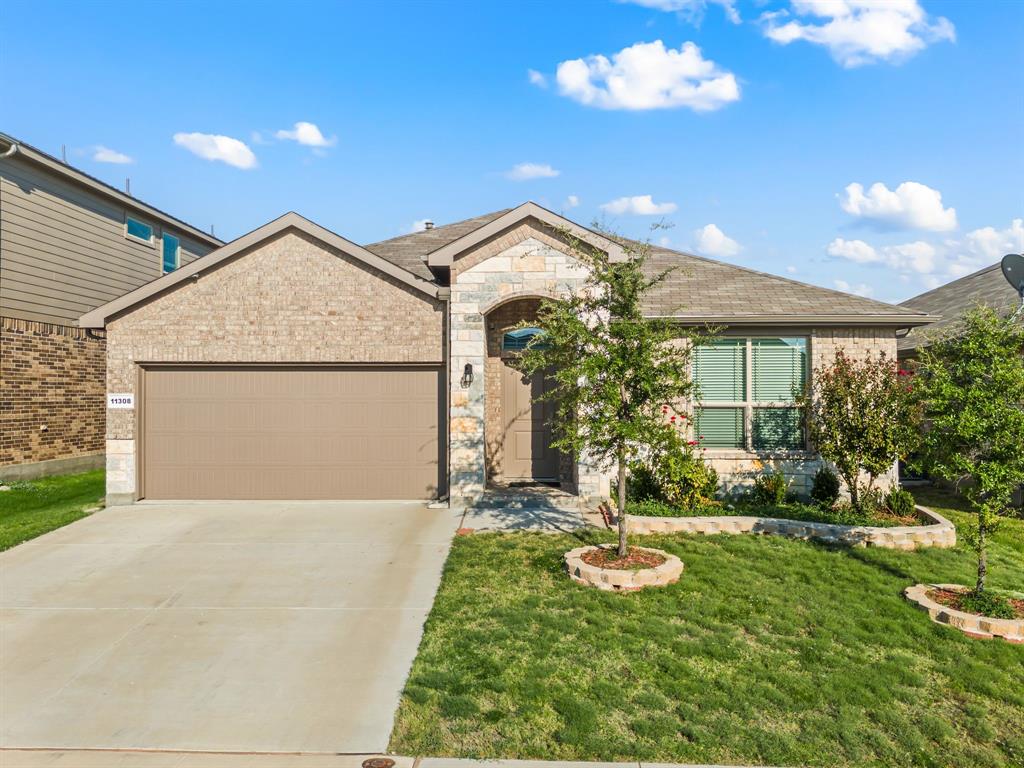 Beautifully designed and lightly lived-in. 11308 Guinness is located in North Fort Worth-Haslet and is ready for new owners! Inside, modern finishes meet everyday convenience with an open-concept layout that’s both stylish and functional. This single-story home is beautifully maintained, feels almost new, and features a spacious, light, and bright living area flowing seamlessly into the dining and kitchen, perfect for entertaining or quiet nights in. The kitchen is a true centerpiece where everyone will love gathering - quartz countertops, an oversized island, gas range, built-in microwave, a dishwasher, refrigerator, plenty of cabinets, plus a generous walk-in pantry. Natural light fills the adjacent breakfast area, creating an inviting place for meals. The large primary suite offers a peaceful retreat, with views to the backyard, and its ensuite bath, walk-in closet, double sinks, standalone shower, and extra linen storage. Three additional bedrooms are thoughtfully separated from the primary bedroom, and comfortably sized, with a pretty guest bath situated perfectly in between. Everyday living is made simple with a large laundry room, tankless water heater, and included washer and dryer. A sprinkler system keeps the lawn green, and the two-car garage provides plenty of parking and storage. Outside, you’ll enjoy the large covered back patio, just right for relaxing or enjoying your morning coffee, a huge backyard, plus a large storage shed offering extra space for tools and gear. A cute neighborhood park is right around the corner, only steps away, with plenty of space to explore, hold large gatherings, and have lots of outdoor fun! This home is move-in ready and equipped with all the perks, making it a great choice for choosy buyers seeking comfort, style, and the perfect place to call home. Ideally located with quick access to 287 and major highways, and just minutes from Alliance for shopping, dining, and entertainment. Make your move today!