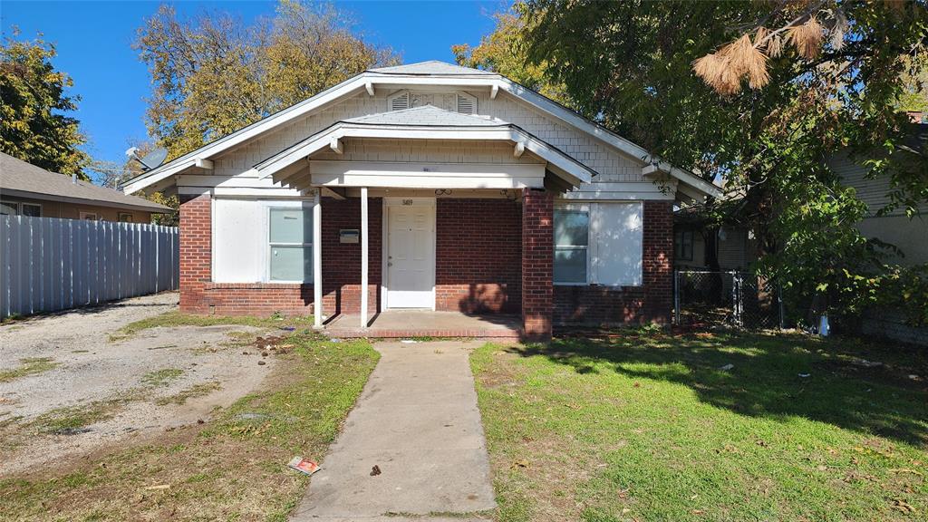 Investors take a look - 2 units - Main house is a 2 bedroom 1 bathroom home - Unit 2 is a 1 bedroom 1 bathroom back house with a separate electric meter. Total of both units is 1837 sf and estimated rental income for both units is $2600-$2700+ per month after renovations. Located down the street from Texas Wesleyan. Property has good bones. Exterior brick is in good condition and there have been plumbing and electrical updates previously. Property has huge potential and lots of built in equity. Cash or hard money only. Property sold as-is.