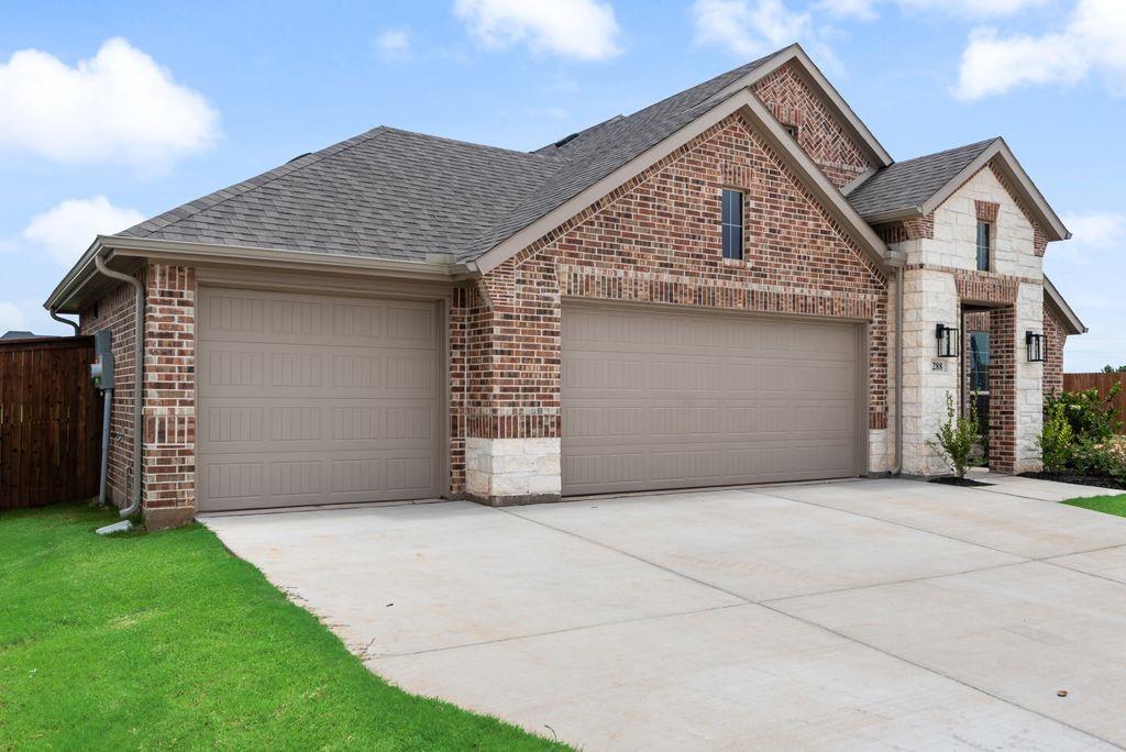 MLS# 21181372 - Built by Risewell Homes - Ready Now! ~ This beautifully designed home in Granbury offers a spacious, flexible layout that blends comfort, functionality, and modern living. The open-concept kitchen, family room, and breakfast nook create a bright, connected living space perfect for everyday life and entertaining, featuring pendant lighting, exterior-vented cooking, and a cozy fireplace that anchors the family room. The private primary suite provides a peaceful retreat with a generous bedroom, a well-appointed ensuite bath, and a large walk-in closet. Two additional bedrooms and a full bathroom are thoughtfully arranged to offer comfort and privacy for family or guests. The home features two dedicated studies, one near the front of the home and another positioned off the main living area, offering exceptional flexibility for work-from-home spaces, learning areas, or private retreats. With a covered patio for outdoor living, a welcoming front porch, a functional utility room, and a spacious three-car garage, this home delivers smart design, versatility, and everyday comfort in a layout built to truly live well.