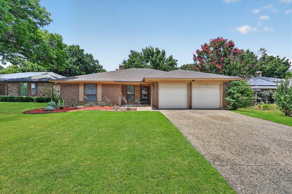 Updated 3-bedroom, 2-bath brick ranch in the Wedgwood Addition of southwest Fort Worth. The 1,679-square-foot single-story floor plan includes a renovated kitchen with quartz countertops, a farmhouse-style sink, tile backsplash, and stainless appliances. Tile flooring runs through the entry, kitchen, and both bathrooms. The primary bath has a remodeled shower plus his-and-her sinks and separate vanities. An oversized utility room off the kitchen and a built-in wet bar add storage and a place to entertain. The backyard is fully fenced with a board-over-board wood privacy fence and finished top plate, plus a separate storage shed. Low upkeep, with room to garden or set up an outdoor space. Built in 1979 on roughly a 7,500-square-foot lot, the home sits minutes from Hulen Mall, Wedgwood Village shopping, and the grocery and retail along Trail Lake Drive. I-20 is close for getting across Fort Worth or out to DFW, and Candleridge Park and Le Blanc Park are nearby. Move-in ready in an established Wedgwood neighborhood.