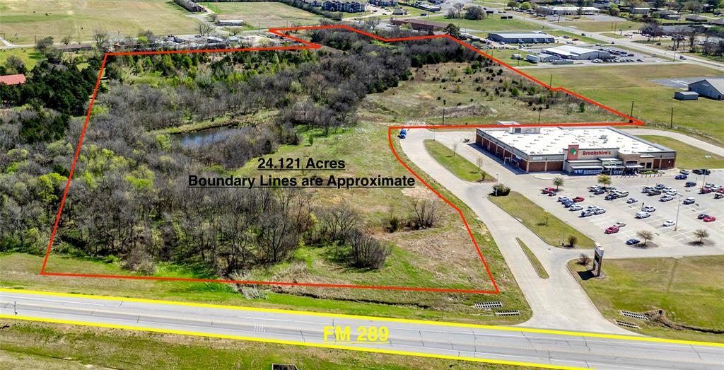This 24 acre site is located on the NE corner of the primary intersection of Pottsboro at State Highway 289 and FM 120. The site is zoned B2, but previously was approved by the city for a planned development with zoning to include multi-family, townhome and retail.
This site has all utilities on site, a clean phase I, wetland delineation and additional engineering completed. The site is approximately 1 mile from the Pottsboro High School, 3 miles from North Texas Regional Airport and 4 miles from Tanglewood Resort and 6 miles from US Hwy 75.