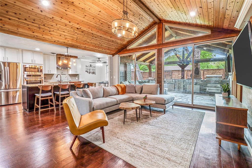 This unique mid-century modern home brings in a luxury cabin feel with modern finishes. Home offers over 2,000 square feet of space in North Dallas.  Built in 1969, this classic mid-century home has been upgraded with custom finishes over the past 5 years. The wood-paneled ceiling adds another dimension to the space which flows out into the backyard patio elongating the living area with amazing use of space. The dark wood floors and open concept only add to the luxurious feeling of the home. 
Home will be unfurnished.