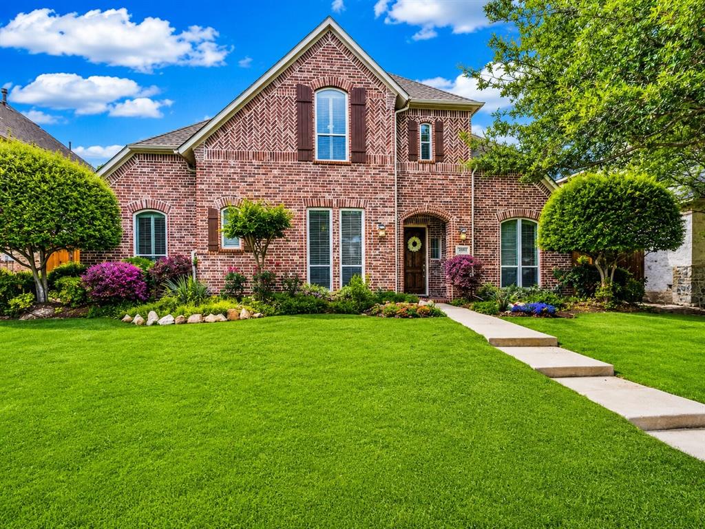 A great setup for hosting, this beautiful two-story home by Huntington Homes is packed with upscale features. It offers a versatile layout with both the primary suite and a guest suite on the main floor, along with a sophisticated study featuring custom built-ins, hand-scraped hardwood floors, and an eye-catching curved staircase. There’s a formal dining room perfect for gatherings, and the family room’s cozy fireplace makes it easy to relax on cooler nights.

Upstairs, you’ll find three additional bedrooms, a spacious game room, and a bonus room that works well as a craft area or study space. The updated kitchen is designed for convenience and entertaining, with a large island for seating, granite countertops, and modern appliances.

Step outside to unwind beneath the extended pergola, with a fully fenced yard and gated driveway offering added privacy. The home also includes a three-car tandem garage, and recently replaced windows help improve energy efficiency. Conveniently located near Breckinridge Park, golf courses, and just minutes from the George Bush Turnpike, this home combines comfort, style, and accessibility.