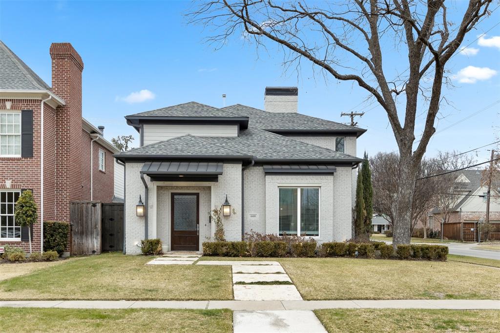 Wonderful University Park property with rare downstairs master & guest room.  Constructed in 2015 with quality materials, beautiful finishes, and fantastic floorplan.  Large open living spaces downstairs with tall, gorgeous ceilings + natural light, FP, private study, guest suite, and beautiful primary bedroom suite complete with spa-like bath including marble, dual vanities, separate tub-shower, and walk-in closet.  Kitchen with Viking appliances, marble countertops, breakfast bar, and open shelving. Upstairs has three bedrooms, two full baths, and play-media room.  Detached 2-car garage has bonus room above – not included in the SF.  **OFFERS DUE BY 5:00 PM SATURDAY  JAN 29TH**