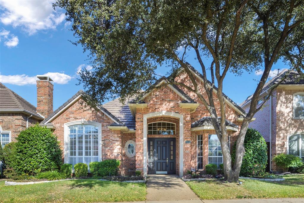 Nestled in a small, exclusive gated community just moments from Bent Tree and Preston Trails Golf Courses, this elegant one-story residence offers a perfect blend of comfort, style, and convenience. Located near top-tier private schools, the home is designed for refined living and effortless entertaining. Step inside to an inviting, open entry adorned with stylish chandeliers and filled with generous natural light. The flowing floor plan seamlessly connects formal and casual spaces, creating a warm and welcoming atmosphere throughout. The formal dining room features a convenient wet bar, ideal for hosting guests. The gourmet kitchen boasts granite countertops, a center island, a breakfast bar, double ovens, rich wood flooring, and a spacious walk-in pantry. A cozy breakfast nook with wraparound windows and built-ins overlooks the pool, making it the perfect spot for morning coffee. The spacious den impresses with a coffered ceiling, fireplace, abundant built-ins, wood flooring, and expansive windows that bring in natural light. The primary suite is a private retreat with large bay windows, a comfortable sitting area, and a spa-inspired bath featuring dual vanities, a separate shower, and a luxurious hydrotub. Secondary bedrooms offer flexibility—one with a private courtyard and others that can easily convert into a study or exercise room. Step outside to your own backyard oasis, complete with a small plunge pool, lounge area, and a side courtyard—ideal for quiet relaxation or intimate gatherings.