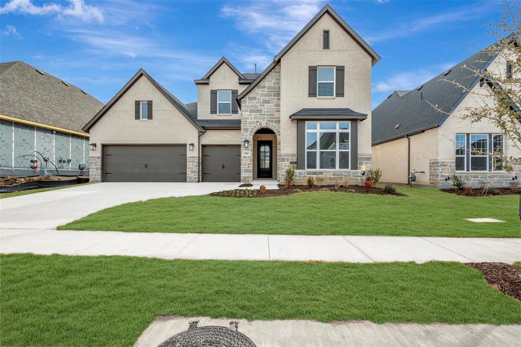 Welcome to your sensational new home in Pecan Square. The Redfern by David Weekley Homes offers high two story ceilings in the family room, where natural light comes pouring in. This chef's kitchen will delight you with large center island and expansive cabinets. The Owner’s Retreat includes large walk-in closet and spa-like bathroom to help you retreat from the everyday. The study off the entry offers privacy with glass French doors. The upstairs retreat is perfect for game nights and watch parties. Two large bedrooms and two full baths are also nestled on the second floor.
The oversized 2 car garage with extra storage room gives you the flexibility to have that work bench you've been missing or the much needed space for a growing family. David Weekley’s Pecan Square Team to learn about the industry-leading warranty and EnergySaver™ features included with this new construction home for sale in Northlake, Texas!