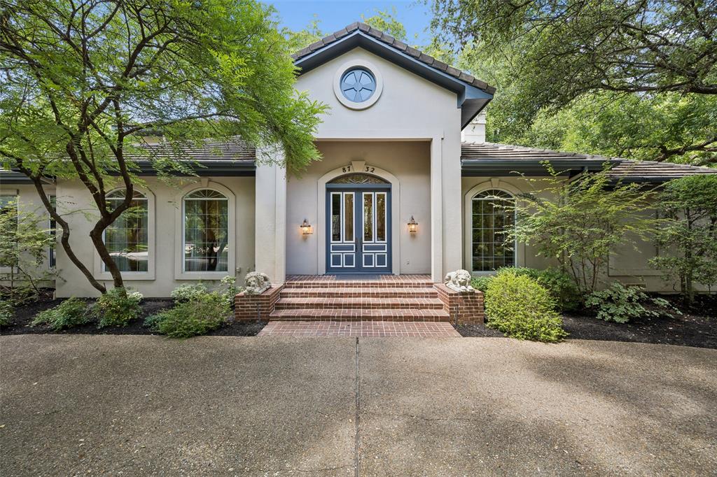 LOCATION, LAND, LIFESTYLE!  A rare offering in Little Town Creek, one of the Area's most established and coveted Neighborhoods. Luxury Homes in this neighborhood rarely become available.  This one-of-a-kind home in sought-after Lake Highlands neighborhood is nestled among towering trees on a corner lot of nearly half an acre, offering luxury, accessibility and ample space. Ideal floorplan with Primary and Guest Suites  downstairs.  Upstairs are 2 bedrooms, one with an ensuite bath, and Game Room with a wall of built-ins. Plus, an air-conditioned storage closet.  Downstairs, the library provides a great place to escape and read with a wall of bookshelves and cabinets that include a built-in TV cabinet. Enter the cozy Study with Fireplace through the Primary Suite or through French Doors from the exterior. It features a wall of built-ins plus desk. Escape from the world in the luxurious remodeled Primary Bath. Storage in the huge Primary Custom Closet is a dream. The heart of this home is the remodeled Country French designer Kitchen, featuring a granite island with a waterfall edge, stained beadboard underneath, & pull-out shelves and drawers line both sides. Glass cabinet doors with interior lighting, plus over & under cupboard lighting, and 2 pantries. Stainless appliances include a 6-burner gas cooktop, double ovens, microwave and warming drawer. Built-in desk with shelves, too! The Breakfast Room features a Hutch and French Doors leading to the extensive Patio. Entertain in style in the large dining room that seats 10 comfortably!  The Great Room with FP offers a wonderful area for family to gather or entertain large groups!  Amenities include hardwoods in the living areas, high ceilings, 3 sets of French Doors and a 3-car Garage with a workbench and sink.  Plenty of parking provided by Circular driveways located at both front and side entry. Huge, low maintenance backyard with towering trees provide a private oasis for relaxation. 3-Car Garage, workbench & sink.