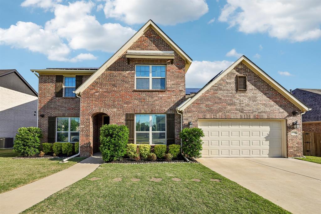 Welcome to this beautiful home offering a sparkling pool, fully PAID OFF solar panels, and a BRAND NEW ROOF! Step inside to warm wood flooring, abundant natural light, and an open-concept living area anchored by a cozy gas fireplace. The kitchen features stained cabinetry, granite counters, stainless steel appliances, and a gas cooktop, flowing seamlessly into the dining area for both everyday living and entertaining. The primary suite is privately situated on the main level, separated from secondary bedrooms and complete with a spa-style bath featuring a garden tub, separate shower, and dual vanities. A dedicated main-floor office provides flexible work-from-home space. Upstairs, a generous second living area works as a game room, media room, or kids' retreat. Step outside to a private, low-maintenance backyard featuring a sparkling in-ground pool, hot tub, and screened-in patio made for year-round Texas evenings. Standout upgrades include a fully owned, paid-off solar panel system that keeps electric bills averaging around $100 a month, an EV charger in the 2-car garage, and extended fencing for added privacy. The pool was resurfaced and re-tiled in 2025. Enjoy proximity to Eagle Mountain Lake, shopping, and dining, with quick access to Hwy 199, I-820, and I-35W.
