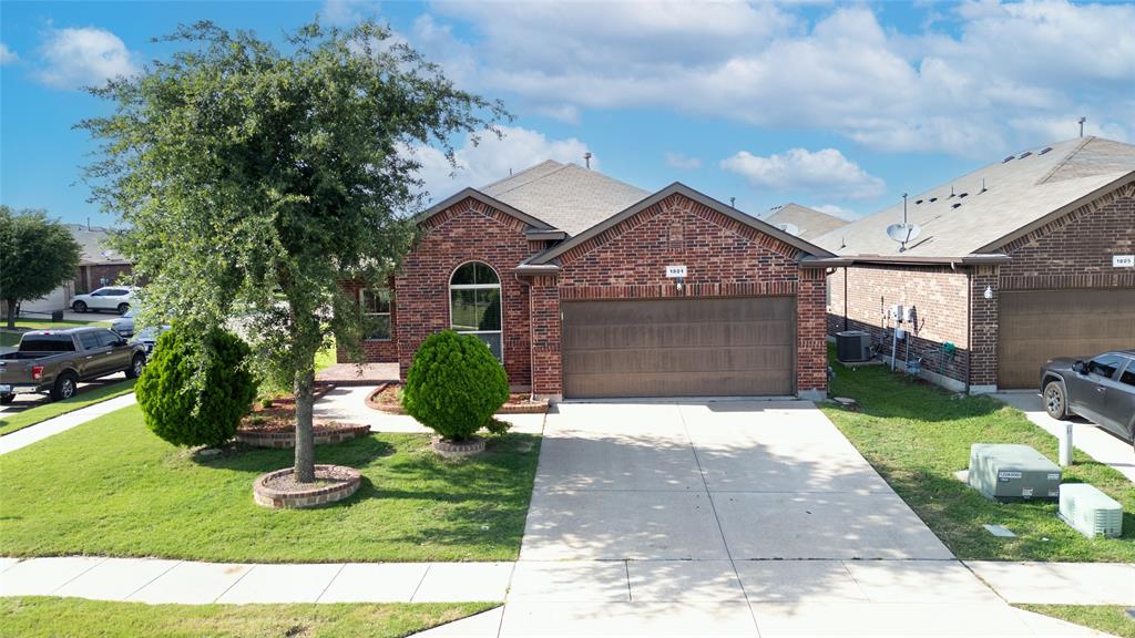 Well-maintained and move-in ready, this 2013-built corner lot home offers 4 bedrooms, 2 bathrooms, a study, and 1,821 sq. ft. of living space. The flexible study is currently used as an entertainment area, while the open-concept kitchen, dining, and living spaces create a great layout for everyday living. Features include custom 36-inch cabinets, tile backsplash, attractive countertops, surround sound, wood, carpet and ceramic tile flooring, fresh interior paint, and a storage shed for extra space. Energy-efficient features help reduce utility costs, and the community pool is within walking distance. Conveniently located near CRUNCH FITNESS, Kroger, shopping, restaurants, and other businesses, this home is a must-see in desirable North Fort Worth!