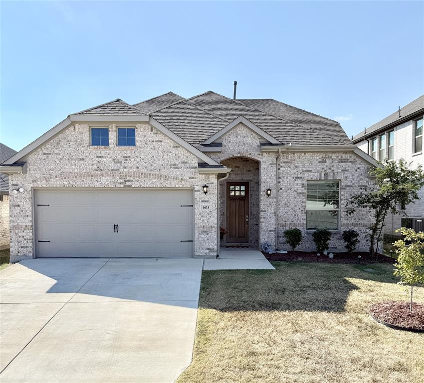This nearly new home in Oakmont is a must-see! This home is spacious and ready for a new owner! The floorplan is open with lots of natural light! The kitchen features a large island with quartz counters, white cabinets, stainless appliances including a gas range, microwave, dishwasher and disposal, a large walk in pantry, and double sink! The kitchen opens to the dining and living rooms, which feature soaring ceilings and a wall of windows looking onto the large backyard! Entertaining is easy in this open floorplan! The primary bedroom is large with sitting area and an ensuite bath featuring double vanities, makeup vanity, large shower, and a HUGE walk in closet. A secondary bedroom is split and downstairs with a full bath and large closet. The laundry room is oversized and has plenty of room for a refrigerator. An office completes the first floor and allows for private work from home! Upstairs, you will find a large living space with ceiling fan along with three additional bedrooms and a full bathroom! The neighborhood features a splash pad, playground, and is conveniently located near major shopping, roadways, and excellent schools! Don't miss this great home!
