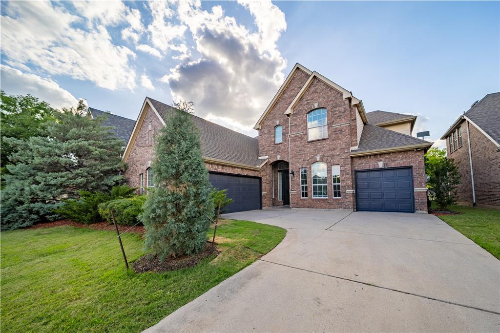 Tucked in the heart of the gated community of Heritage Lakes, this beautiful home checks all the boxes — exceptional curb appeal, breathtaking golf course and lake views, flexible living spaces, and an unmatched collection of neighborhood amenities. The thoughtfully designed first level offers two living areas, two dining areas, a private office, and a spacious primary suite. Luxurious marble flooring extends throughout the entire first floor, creating an elegant, low-maintenance surface that is both easy to clean and ideal for reducing allergens. At the back of the home, the grand den is anchored by a dramatic two-story fireplace surround and flanked by an impressive wall of two-story windows that fills the space with natural light while capturing stunning golf course views from both levels of the home. Seamlessly connected to the den and breakfast area, the light and bright kitchen features double ovens, generous countertop space and a convenient butler’s pantry. Continuing the home’s flexible design, the second level features a spacious game room and 3 additional bedrooms, including one connected to a Jack-and-Jill bathroom. For those seeking multigenerational living or added versatility, the game room could serve as a third living area. Step outside to the generous sized covered back patio and enjoy unobstructed sunset views reflecting across the community lakes just beyond the golf course greens only steps from the backyard, creating a picturesque setting. Heritage Lakes offers a remarkable collection of amenities, including a 6,000-square-foot clubhouse with a ballroom, billiards room, and fitness center, along with a scenic 9-hole golf course winding throughout the neighborhood lakes. Additional amenities include a lap pool, lazy river, hot tub, playgrounds, stocked fishing lakes, and miles of trails. Ideally located just 4 miles from Stonebriar Centre, 3.5 miles from The Star, 5 miles from Toyota Stadium, and near many major corporate headquarters.